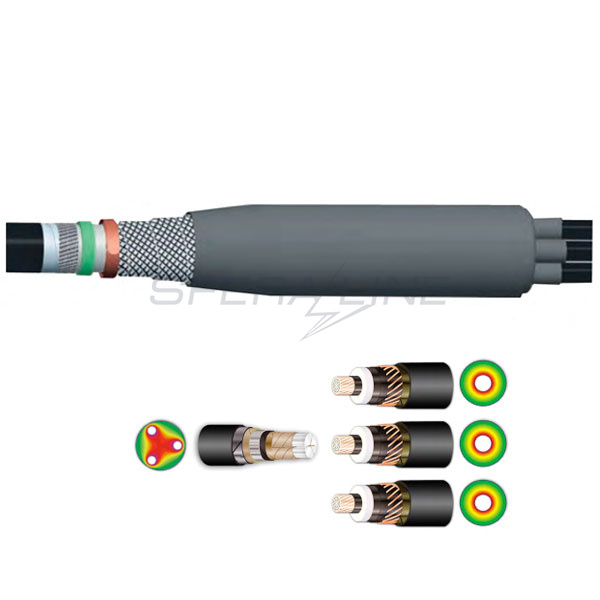 Переходная термоусадочная муфта JTMPTH 12 70-120 CM для соединения трехжильного кабеля с бумажной изоляцией, Sicame